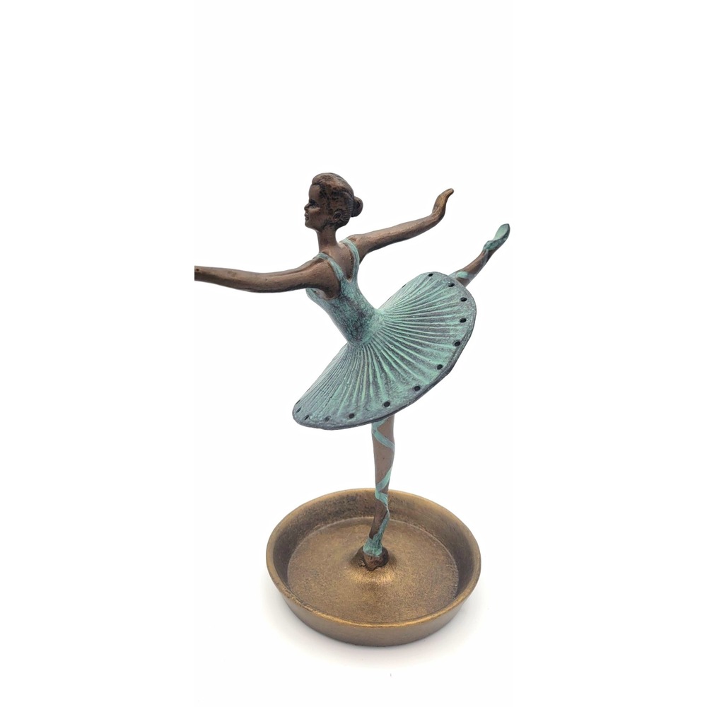 San Pacific Intl Metal Ballerina Figurine, Patina Finish, Green/Bronze Vintage